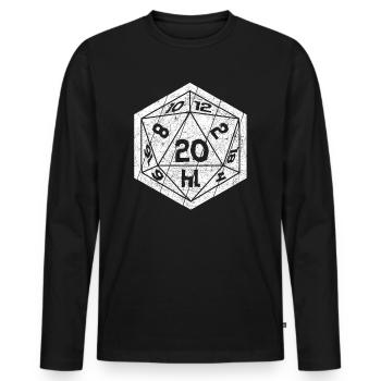 Role Playing Dice D20 vintage board game - Men's Premium Organic Long Sleeve Shirt - black - Front - Nico (187cm)