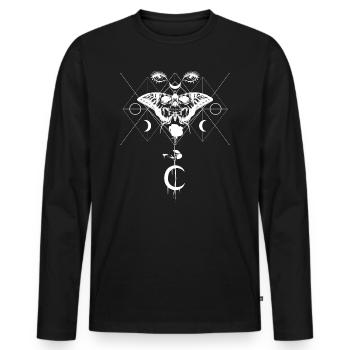 Occult Gothic Satan Witch Skull Butterfly - Men's Premium Organic Long Sleeve Shirt - black - Front - Nico (187cm)