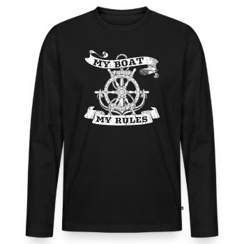 Kapitän Segeln mein Boot meine Regeln - Männer Premium Bio Langarmshirt - Schwarz - Vorne - Nico (187cm)