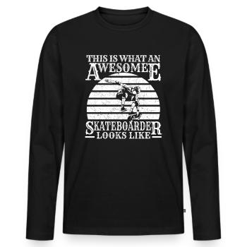 Skater Skateboard Skate Boarding fier boarder - T-shirt manches longues Premium bio Homme - noir - Devant - Nico (187cm)