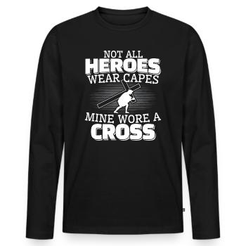 Jésus-Christ avec le christianisme chrétien croisé - T-shirt manches longues Premium bio Homme - noir - Devant - Nico (187cm)