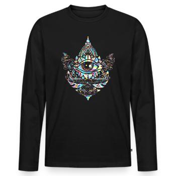 Darkpsy Psytrance Goa Mandala psychédélique - T-shirt manches longues Premium bio Homme - noir - Devant - Nico (187cm)