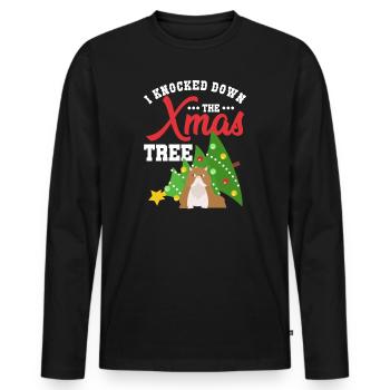 Chat de Noël, j'ai renversé le sapin de Noël - T-shirt manches longues Premium bio Homme - noir - Devant - Nico (187cm)