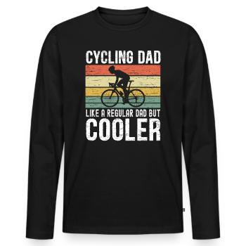 Papa cycliste comme un papa régulier mais vélo plus frais - T-shirt manches longues Premium bio Homme - noir - Devant - Nico (187cm)