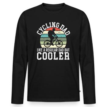 Papa cycliste comme un papa régulier mais vélo plus frais - T-shirt manches longues Premium bio Homme - noir - Devant - Nico (187cm)