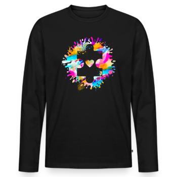Autism Puzzle Autism Awareness Day Autistic ASD - Men's Premium Organic Long Sleeve Shirt - black - Front - Nico (187cm)