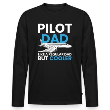 Pilot Dad Co-pilot Aviator Airplane Fathers Day - Men's Premium Organic Long Sleeve Shirt - black - Front - Nico (187cm)