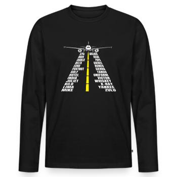 Phonetic Alphabet Aircraft Pilot Aviator Airplane - Men's Premium Organic Long Sleeve Shirt - black - Front - Nico (187cm)