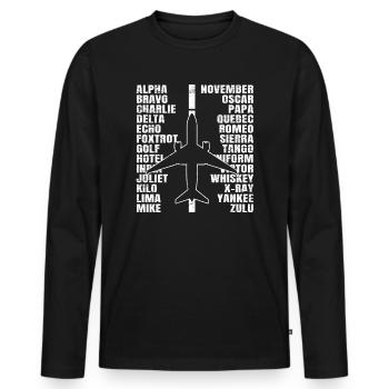 Phonetische Alphabet Flugzeug Pilot Aviator Flugzeug - Männer Premium Bio Langarmshirt - Schwarz - Vorne - Nico (187cm)