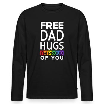 Kostenlose Papa Umarmungen Ich bin stolz auf Sie Liebhaber Stolz Monat - Männer Premium Bio Langarmshirt - Schwarz - Vorne - Nico (187cm)
