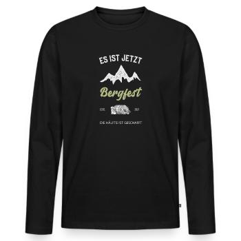 Bergfest feste bei der häfte feiern - Männer Premium Bio Langarmshirt - Schwarz - Vorne - Nico (187cm)