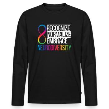 Recognize Normalize Embrace Neurodiversity Autism - Men's Premium Organic Long Sleeve Shirt - black - Front - Nico (187cm)