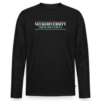 Neurodiversité Think Different Rainbow Brain EDD - T-shirt manches longues Premium bio Homme - noir - Devant - Nico (187cm)