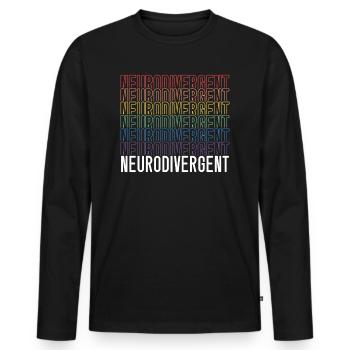 Neurodivergent Neurodiversity Rainbow ADHD ASD - Men's Premium Organic Long Sleeve Shirt - black - Front - Nico (187cm)