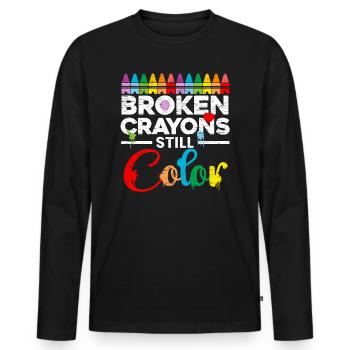 Broken Crayons Still Color Mental Health Awareness - Men's Premium Organic Long Sleeve Shirt - black - Front - Nico (187cm)