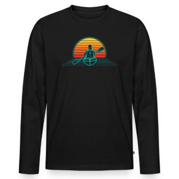 Vaporwave Kayak Kayaking Kayaker Boat Aesthetic - Men's Premium Organic Long Sleeve Shirt - black - Front - Nico (187cm)
