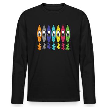 Colorful Kayak Kayaking Kayaker Canoeing Paddling - Men's Premium Organic Long Sleeve Shirt - black - Front - Nico (187cm)
