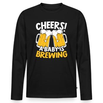 Cheers A Baby Is Brewing Annonce de grossesse - T-shirt manches longues Premium bio Homme - noir - Devant - Nico (187cm)