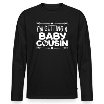 Ich bekomme ein Baby Cousin Baby Ankündigung enthüllen - Männer Premium Bio Langarmshirt - Schwarz - Vorne - Nico (187cm)