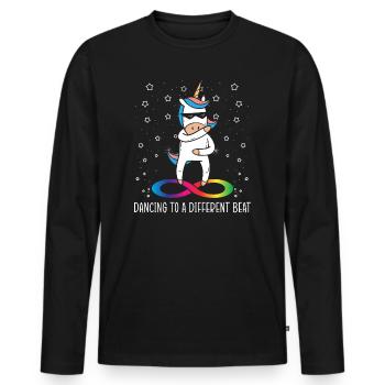 Dancing To A Different Beat Neurodiversity Unicorn - T-shirt manches longues Premium bio Homme - noir - Devant - Nico (187cm)
