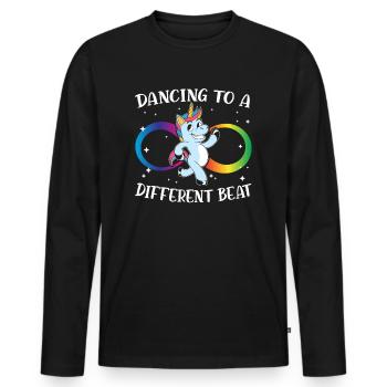 Dancing To A Different Beat Neurodiversity Unicorn - T-shirt manches longues Premium bio Homme - noir - Devant - Nico (187cm)