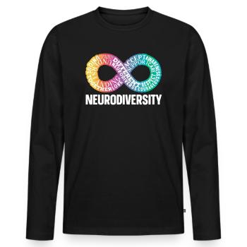 Neurodiversity Neurodivergent Rainbow Infinity - Men's Premium Organic Long Sleeve Shirt - black - Front - Nico (187cm)