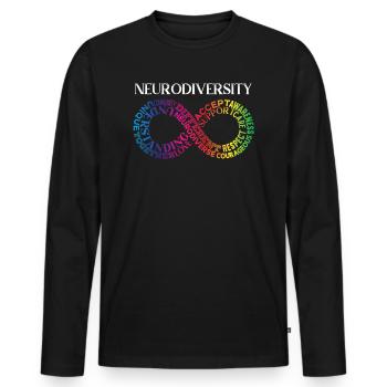 Neurodiversity Neurodivergent Rainbow Infinity - Men's Premium Organic Long Sleeve Shirt - black - Front - Nico (187cm)