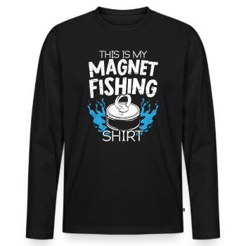 This Is My Magnet Fishing Shirt Fisherman Hunting - Men's Premium Organic Long Sleeve Shirt - black - Front - Nico (187cm)