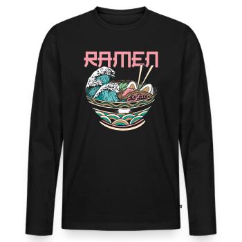The Great Wave Off Kanagawa Ramen Eater Noodle - Men's Premium Organic Long Sleeve Shirt - black - Front - Nico (187cm)