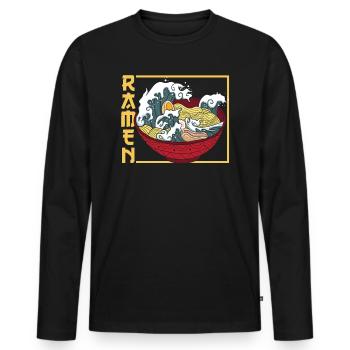 The Great Wave Off Kanagawa Ramen Eater Noodle - Men's Premium Organic Long Sleeve Shirt - black - Front - Nico (187cm)