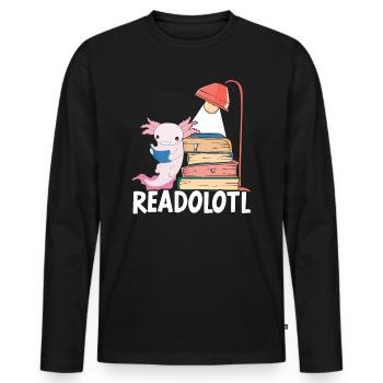 Kawaii Readolotl Lecture Axalotl Walking Fish - T-shirt manches longues Premium bio Homme - noir - Devant - Nico (187cm)