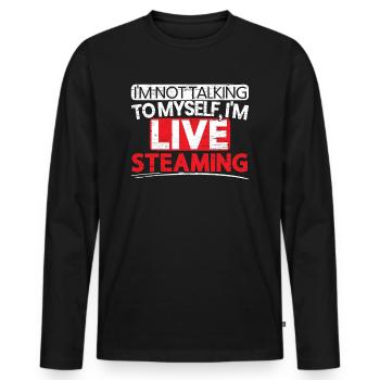 Ich bin Livestreaming Online Streaming Gaming Stream - Männer Premium Bio Langarmshirt - Schwarz - Vorne - Nico (187cm)