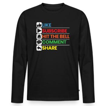 Like Subscribe Hit The Bell Comment Share Streamer - Men's Premium Organic Long Sleeve Shirt - black - Front - Nico (187cm)