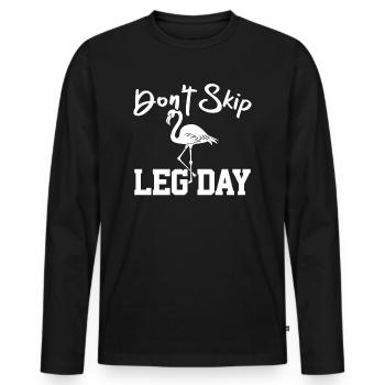 Ne sautez pas leg day pink flamingo bird fitness - T-shirt manches longues Premium bio Homme - noir - Devant - Nico (187cm)