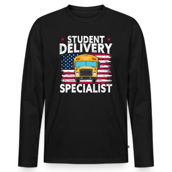 Spécialiste de la livraison des élèves American School Bus - T-shirt manches longues Premium bio Homme - noir - Devant - Nico (187cm)
