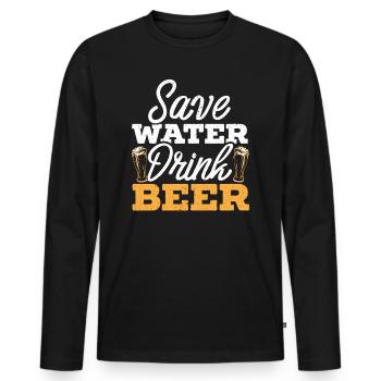 Save Water Drink Beer Drinking Drunk Alcoholic - Men's Premium Organic Long Sleeve Shirt - black - Front - Nico (187cm)