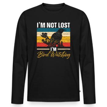 I'm Not Lost I'm Birdwatching Birding Bird Owner - Men's Premium Organic Long Sleeve Shirt - black - Front - Nico (187cm)