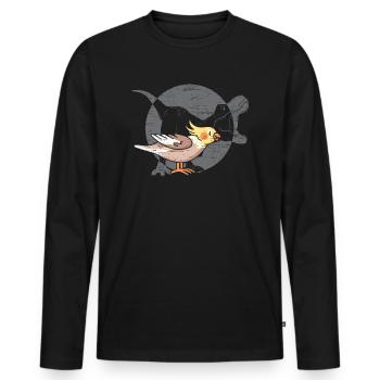 Cockatiel Dinsoaur Cacatoès Observation des oiseaux Tiel - T-shirt manches longues Premium bio Homme - noir - Devant - Nico (187cm)