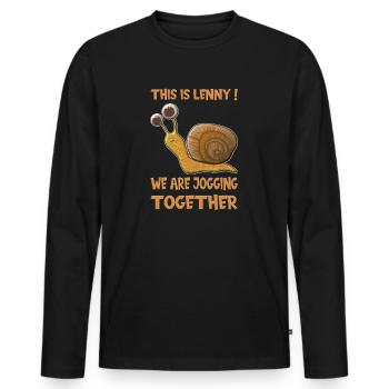 Das ist Lenny, wir joggen zusammen - Männer Premium Bio Langarmshirt - Schwarz - Vorne - Nico (187cm)
