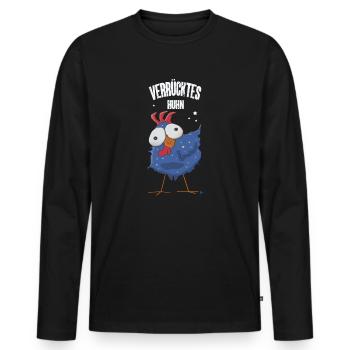 Verrücktes Huhn - Männer Premium Bio Langarmshirt - Schwarz - Vorne - Nico (187cm)