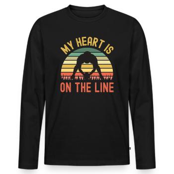Mein Herz ist auf der Linie Rugby-Offensive - Männer Premium Bio Langarmshirt - Schwarz - Vorne - Nico (187cm)