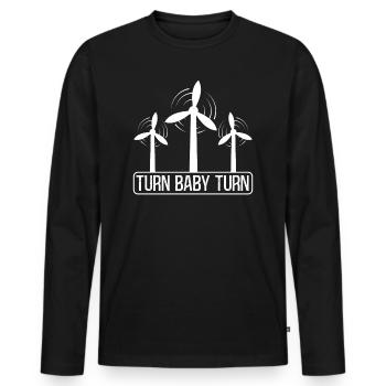 Turn Baby Turn Turbine Technician Renewable Energy - Men's Premium Organic Long Sleeve Shirt - black - Front - Nico (187cm)