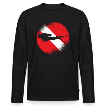 Plongeur pavillon de plongée en apnée dans l’océan - T-shirt manches longues Premium bio Homme - noir - Devant - Nico (187cm)