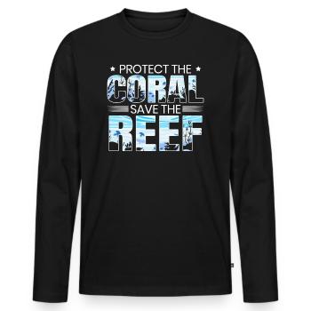Protéger le corail Sauver le récif Plongée sous-marine - T-shirt manches longues Premium bio Homme - noir - Devant - Nico (187cm)