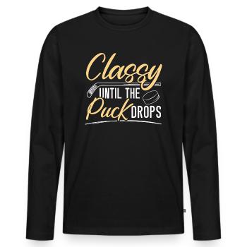 Stilvoll bis der Puck fällt Hockeyschläger Sport - Männer Premium Bio Langarmshirt - Schwarz - Vorne - Nico (187cm)