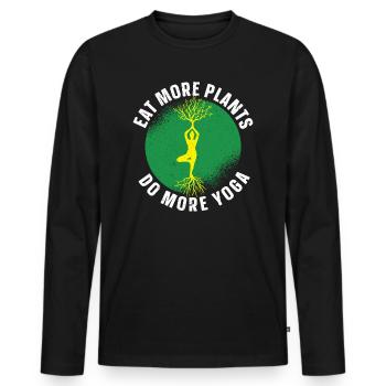 Eat More Plants Do More Yoga Pose Vegetarian Vegan - Men's Premium Organic Long Sleeve Shirt - black - Front - Nico (187cm)