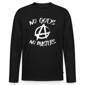 No God No Master Atheist Anti-Religion Agnostic - Men's Premium Organic Long Sleeve Shirt - black - Front - Nico (187cm)