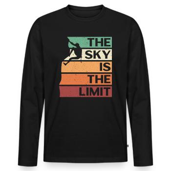 Der Himmel ist die Grenze Kletterbergsteiger - Männer Premium Bio Langarmshirt - Schwarz - Vorne - Nico (187cm)