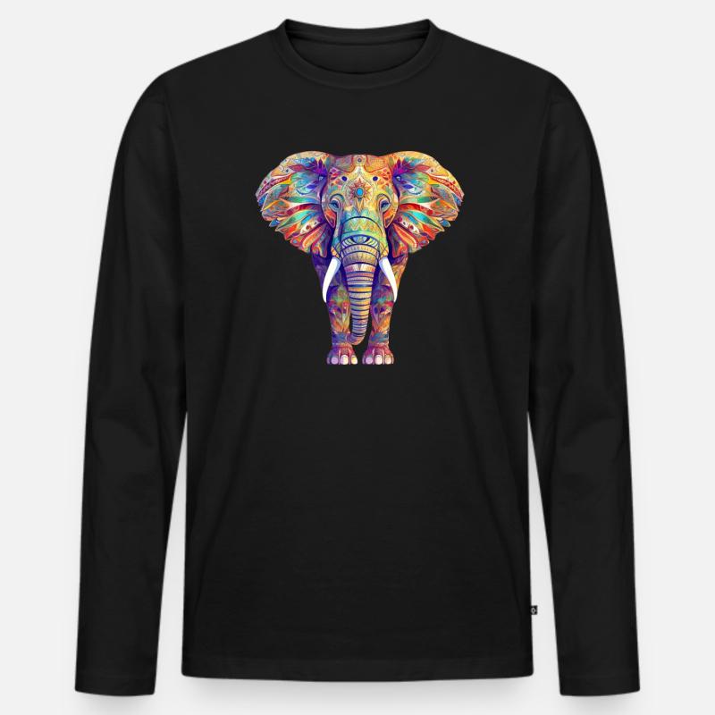 Elefant - Männer Premium Bio Langarmshirt - Schwarz