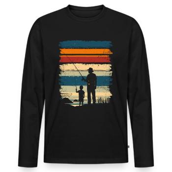 Père et fils Pêche Pêche - T-shirt manches longues Premium bio Homme - noir - Devant - Nico (187cm)